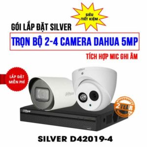 Trọn bộ camera DAHUA 5MP SILVER D42019-4 tích hợp mic